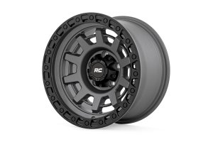 Chevrolet V1500 Suburban Wheel - Rough Country - 85 Series One-Piece with Matte Black Simulated Bead Lock - Gunmetal Gray/Black - '89-'91